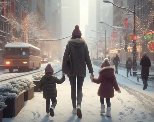 woman with kids